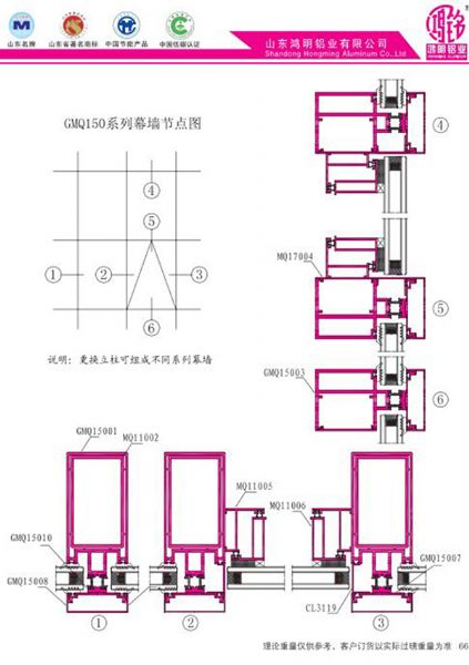 GMQ150系列幕墻節(jié)點(diǎn)圖