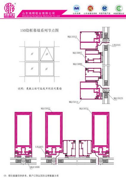 150隱框幕墻系列節(jié)點(diǎn)圖