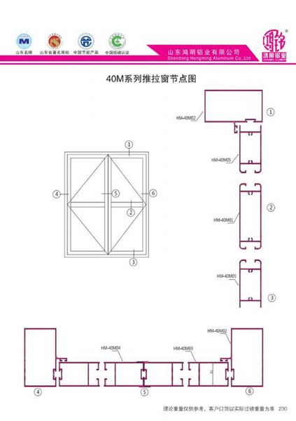 40M系列推拉窗節(jié)點(diǎn)圖